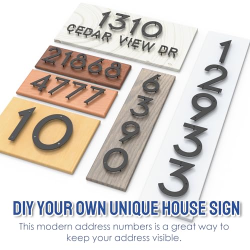 HouSi Black 1 Metal House Number Sign - 4 Inch Stainless Steel Outdoor Address Plaque