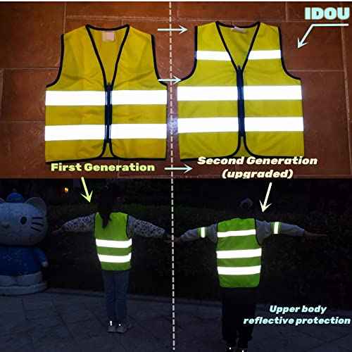 High Visibility Kids Safety Vest,Toddler Safety Vest,Reflective Vest Kids,Toddler Construction Vest For Cycling &Running,Orange XS/Zipper