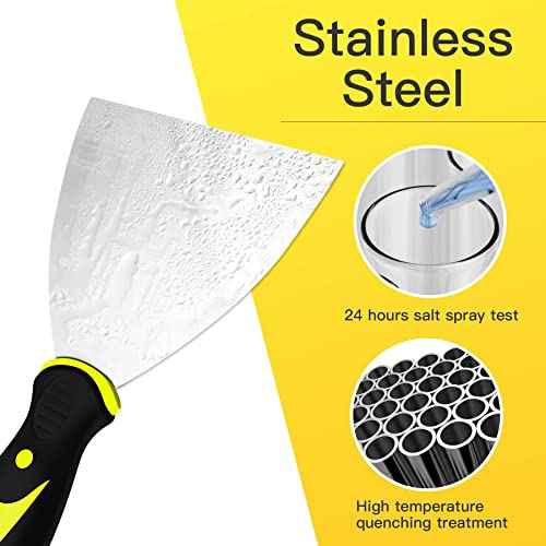 DEKEones Putty Knife Scrapers, 6 Inch Spackle Knife, Metal Scraper Tool for Drywall Finishing, Plaster Scraping, Decals, and Wallpaper