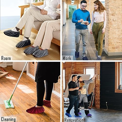 10 Pairs Reusable Non Slip Shoe Covers, Universal Soft Washable Thickened Foot Boot Shoe Covers for Interior, office, cleaning