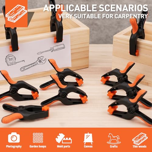 HORUSDY 16-Pack Spring Clamps Heavy Duty, 3-inch Mini Clamps for Crafts with 1-5/8 Inch Jaw Opening for DIY, Gluing, Clamping and Securing