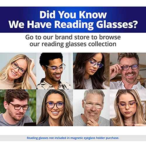 Readerest Magnetic Eyeglass Holders for Women (2 Pack), Secure Clips for Readers, Sunglasses & Work Cards, Eyewear Accessories, Holders for Nurse Badges, USA Made (Black & White with Crystals)