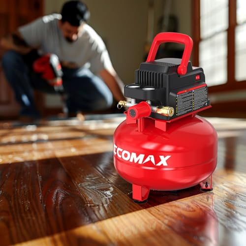ECOMAX Portable Air Compressor with 3-Gallon Tank & Accessories Kit, 110 PSI