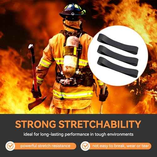 Firefighter Helmet band, Fire Helmet Rubber Strap, Heavy Duty Firefighting Hat Bands for Most Fire Helmets or Hard Hats, Holding Firefighting Tools Accessories, Black, 3 Pack