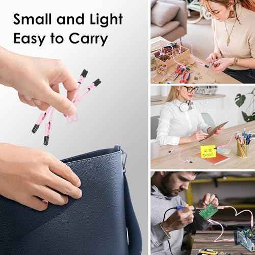 Toolour 2 Pack Soldering Helping Hands Clamps, Flexible Gooseneck Metal Arms with Dual Alligator Clips, Pink Wire Holder for PCB Welding Electronics Jewelry DIY Crafts Hobby