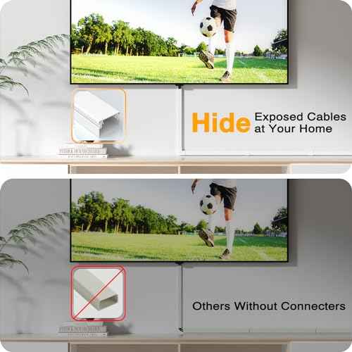 Delamu Cord Hider, 157in Wire Covers for Cords on Wall, Premium Cable Hider Cord Covers for Wires, Cable Management Wire Hiders for TV, Cable Raceway Kit, W0.95 H0.55in, White