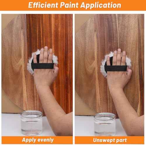 4PCS 4'' Lambswool Stain Applicator Pads for Wood Furniture Floors, Latex,Oil Finishes, Reusable Wax Applicator Staining Pads for Buffing Polishing