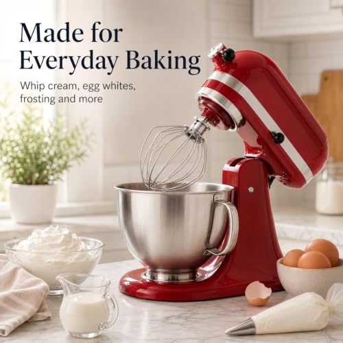 Wire Whip Attachment for 4.5-5 Qt Stand Mixer, 6-Wire Stainless Steel - KitchenAid Compatible