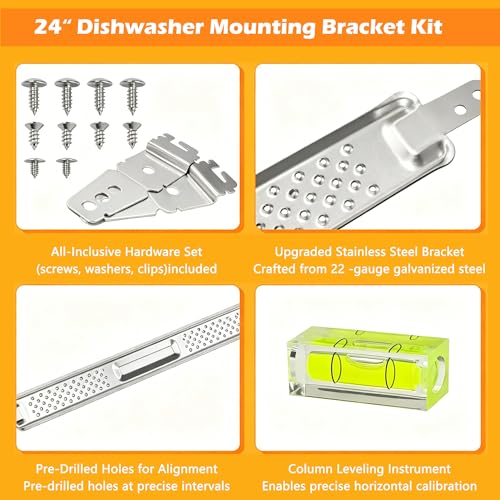 24-Inch Dishwasher Mounting Bracket Kit with 8269145 Screws – OEM Replacement for Whirlpool/KitchenAid/Maytag (W10426979 etc.)