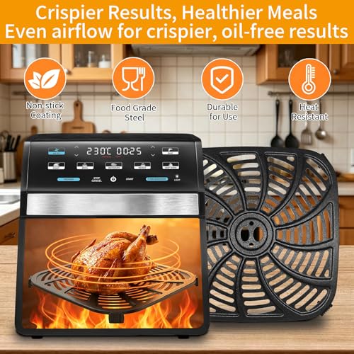GCQ 8QT Gourmia GAF823/GAF858 Air Fryer Grill Pan 9.6 x 9.6 in with 4 Rubber Bumpers