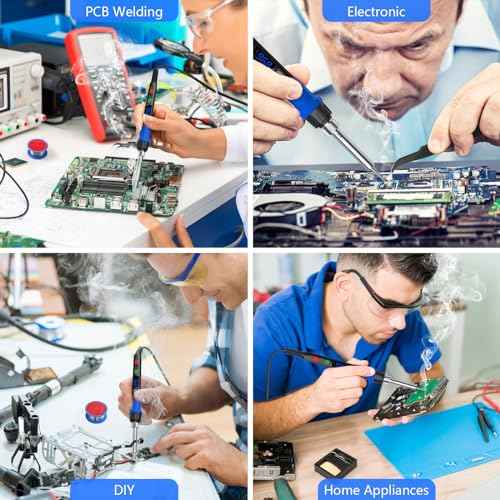 Soldering Iron Kit, 90W LED Digital Soldering Gun kit with Ceramic Heater, 110V Adjustable Temperature Solder Welding Iron Kits, Auto-sleep, Thermostatic Design, Black