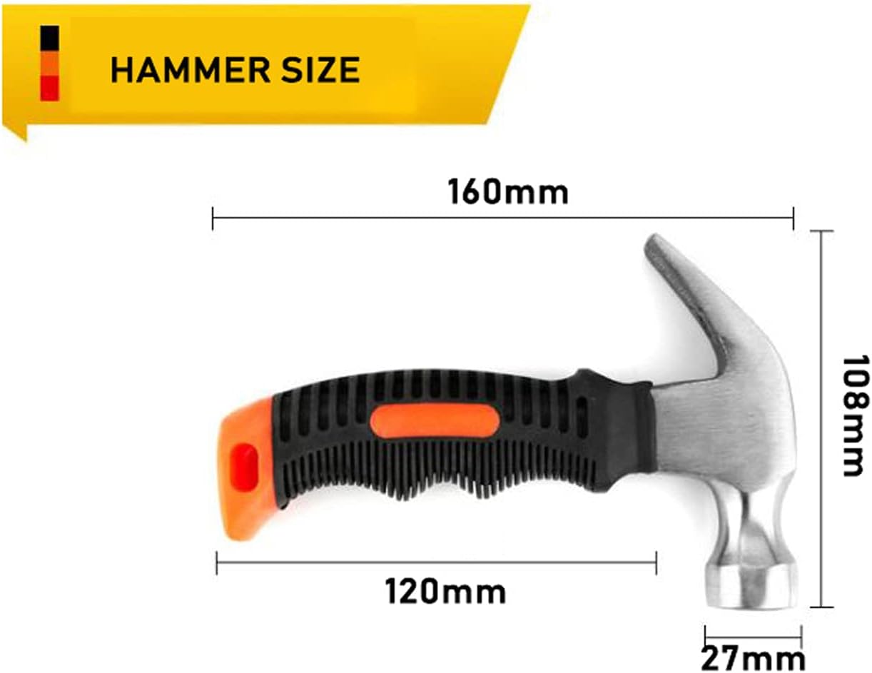 Picture Hanging Kit, cSeao 415 Pieces Hardware Nail Assortment Kit & 8oz Claw Hammer,Mini Hammer with Anti-Slip Handle,Common Nails, Wood Nails, Picture Hanging Nails, Wall Nails for Hanging
