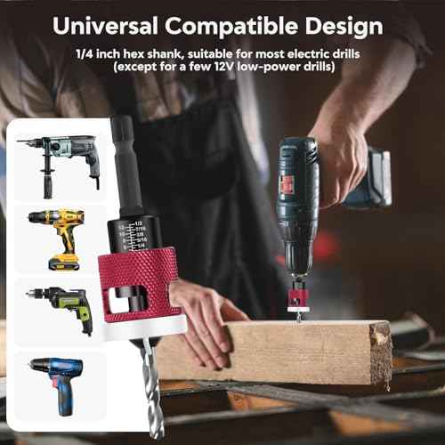 Countersink Drill Bit Set - Countersink Drill Bit with Low Friction Depth Stop, Replaceable HSS M2 Tapered Bits, Carbide Drill Bits 1/4¡± Hex Shank for Woodworking Tools & Hand Tools
