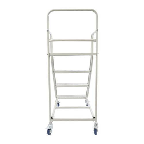 4 Steps Ladder with Wheels, Industrial & Warehouse Rolling Stairs 39.4IN top Step Height Ladder Systems with Stair Edge Protector, 880 lbs Capacity