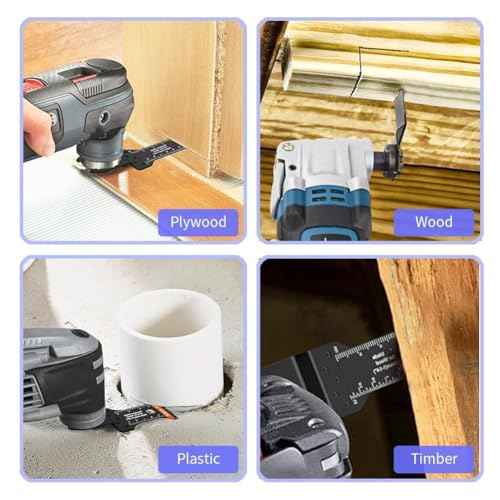 6pcs Curved Japanese Tooth Oscillating Saw Blades set, Standard & Extra-Long Reach Set, Curved Edge Oscillating Multitool Blades Clean Cut for Wood, Plastic