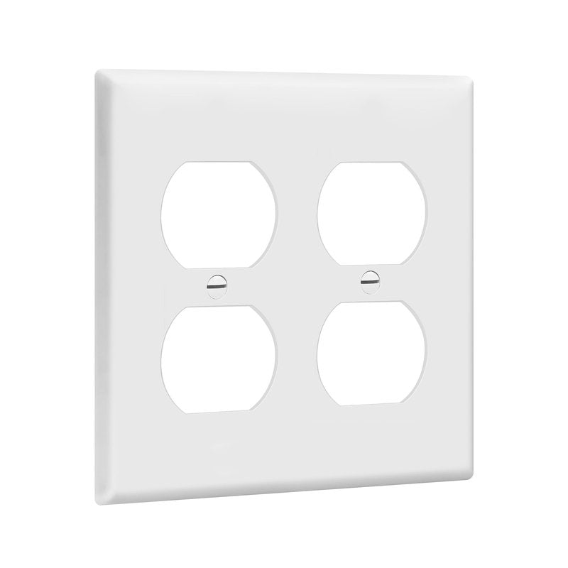 Enerlites 8822-W Duplex Receptacle Outlet Wall Plate, Standard Size 2-Gang, Polycarbonate Thermoplastic, White