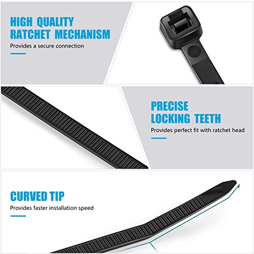 12 Inch Heavy Duty Zip Ties 120 lb Tensile Strength Black Cable Ties 100 Pack - Karoka