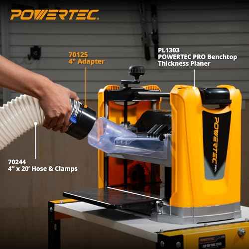 POWERTEC 70125V 4-Inch Pipe Hose Adapter, Quick Coupler for Workshop Dust Collection Fittings, ABS Plastic - 1 PK,Black