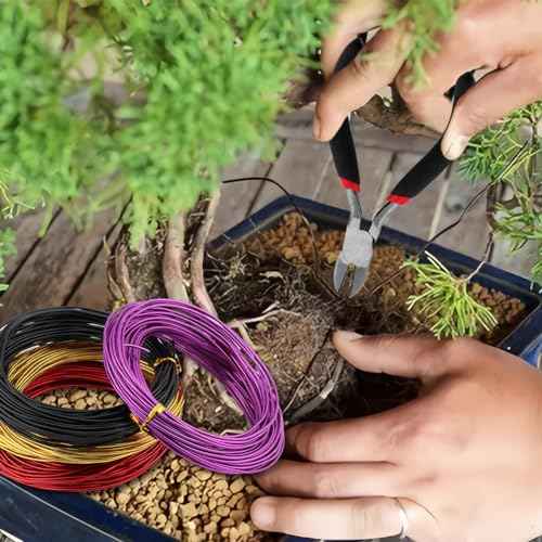 LOQJSS 4 Roll Bonsai Wire,Bonsai Training Wire with Wire Cutter,Anodized Aluminum Bonsai Training Wire,Bonsai Tree Wire Bonsai Wire Craft for Bonsai Trees Indoor Garden DIY Tools
