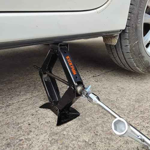 1/2" Scissor Jack Adapter for Use with 1/2 Inch Drive/Impact Drills/Ratchet or Standard Drive Sockets or 13/16 Inch Lug Wrench/Tire Iron or Socket/Easy Lifting (2Pcs Set Black)