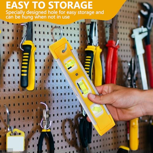 9 Inch Torpedo Magnetic Level with 3 Bubbles — 45/90/180 Degrees for Picture Hanging & Shelves