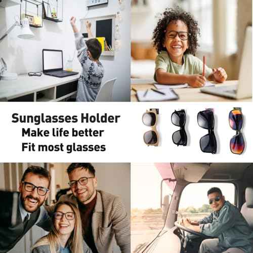 Sunglass Organizer 6 Pack, Glasses Holder & Eyeglass Holder for Eyewear, Sunglasses, Reading Glasses. Sunglass Holder for Home, Office, Car, Driver, Workshop. Glasses Accessories (Black)