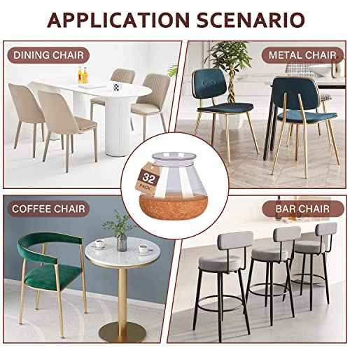 YOZON Chair Leg Floor Protectors for Hardwood Floors Felt Furniture Pads Silicone Caps 32 Pack Anti-Scratch Reduce Noise Clear Round Medium Fit 3/4" to 1-3/16" (19-30mm)