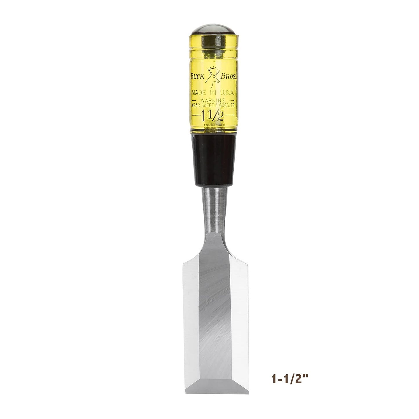 Buck Brothers 120108BC 1-1/2" Wood Chisel Made in USA, For Paring and Finishing Cuts in Carpentry and Woodworking, Tempered Tool Steel Blade, Mallet-Safe Handle