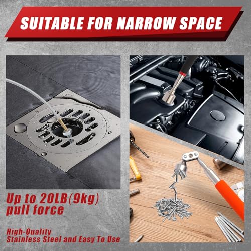 3 Pcs Magnetic Pickup Tool Set - High Quility Telescoping, New Upgrated Extendable Rotating Head, and Flexible Long Magnetic Pickup Tools for Automotive Repair, Home Use, Narrow Space