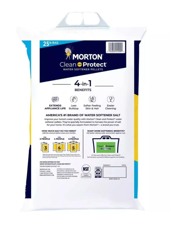 Morton Salt Water Softener Pellets, Clean and Protect, 25 lb (2 pack)
