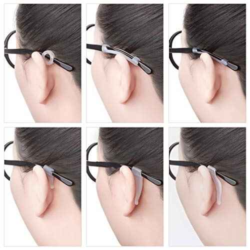 Eyeglasses Silicone Ear Hooks Retainers, Anti-Slip Holder Stoppers, Temple Tips Sleeve Retainer, Spectacle Stay for Eyeglasses, Sunglasses, Reading Glasses (White)