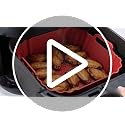Victoyaw 2-Pack Square Silicone Air Fryer Liners 8.5" for 5-6.5 QT (Black+Red), Ninja AF141/AF181, COSORI, Chefman
