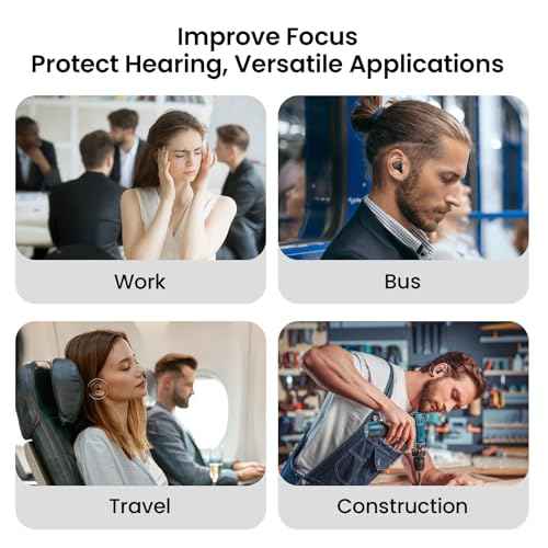 Ear Plugs for Sleeping Noise Cancelling, 45dB Reusable Silicone Earplugs with 6 Eartips and Carry Case, Ear Plugs for Concert & Hearing Protection, Sleep, Travel, Focus & Noise Reduction, Black