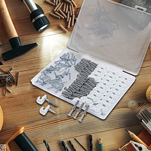 Whumsdog Closet Clips 24 Pack - White Wire Shelf Wall Mounting Clips with Screws & Expansion Tubes for Closet Organization