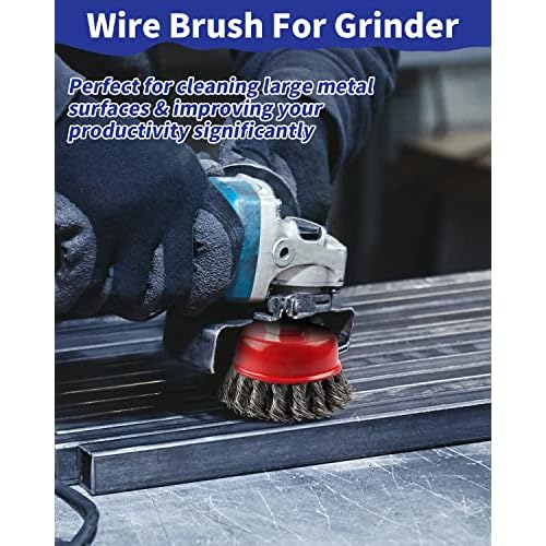 Rocaris 3 Pack Wire Wheel Cup Brush for Angle Grinders,3 & 4 Inch Twisted Knotted & Coarse Crimped Cup Brush,5/8-11 Inch Threaded Arbor for Rust, Corrosion