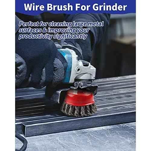 Rocaris 3 Pack Wire Wheel Cup Brush for Angle Grinders,3 & 4 Inch Twisted Knotted & Coarse Crimped Cup Brush,5/8-11 Inch Threaded Arbor for Rust, Corrosion