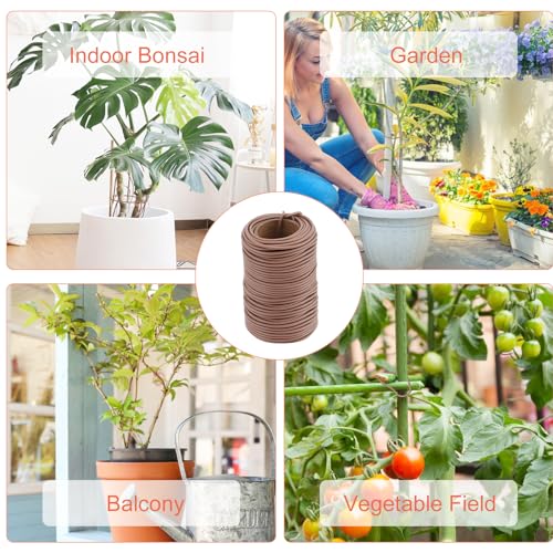 130 Feet Soft Plant Tie Brown Twist Garden Ties for Plants Gardening Home Office Organization TPR Garden Ties Supplies with 2.5mm Diameter