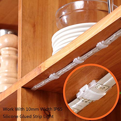 Threetwofour Clear LED Strip Light Mounting Clips Pack of 100 for 8-10mm Strips