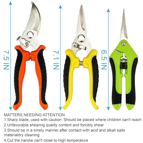 Pruning Shears, 4 Pack Garden Shears with Gardening gloves, Clippers Handheld, Stainless Steel Garden Snips, Lengnoyp Pruners for Gardening