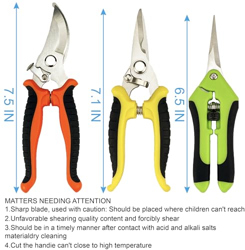 Lengnoyp 4 Pack Garden Pruning Shears with Gloves - Stainless Steel Handheld Clippers