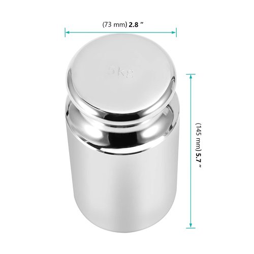 FUNSUEI 5 KG Calibration Weight, Precision Class M1 Scale Calibration Weight, Calibration Weight for Digital Scale, Chrome Finish, Carbon Steel, Silver