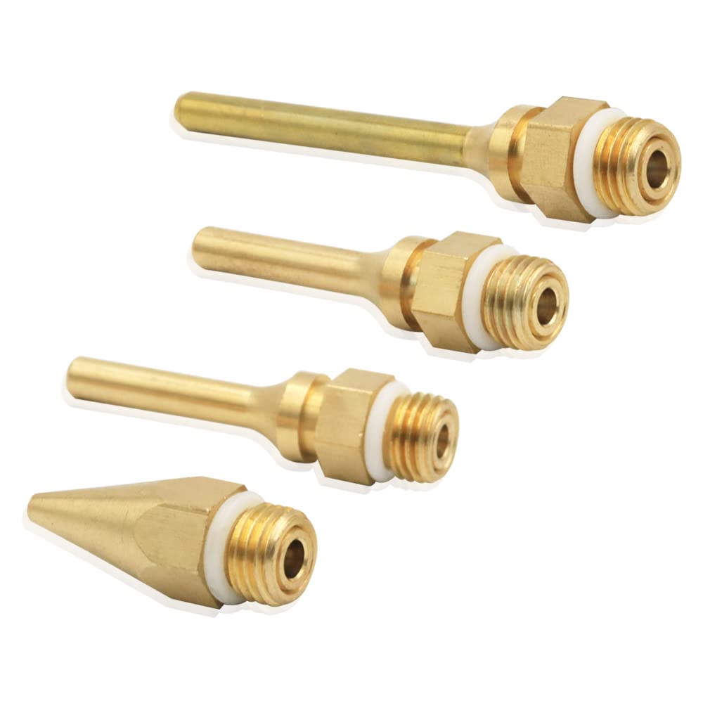 Mesee 4pcs Hot Melt Glue Gun Nozzle Set for 11mm Thread Power Tools, Long Short Small-bore Large Diameter Pure Copper Nozzle Tips 2.0x70mm 2.0x50mm 2.0x34mm 3.0x50mm