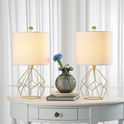 19" Bedside Table Lamp Set (Set of 2) Gold