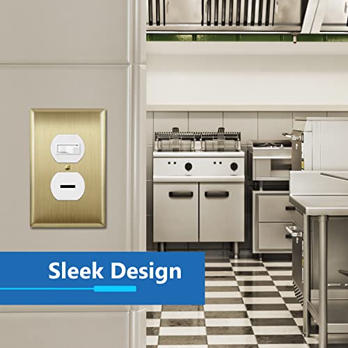 LIDER Brushed Brass Metal Wall Plate 1-Gang Stainless Steel, Mid-Size