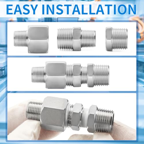 ChillWaves 3/4" NPT Male to 1/2" NPT Female Stainless Steel Pipe Fitting Reducer Hex Bushing (6-Pack)