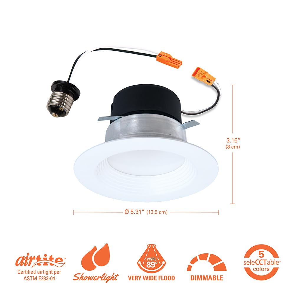 HALO LT 4 Inch Recessed Light Trim, 5 Color Temperatures, Dimmable Baffle Can Light -LT4069FS1EWHR6PK