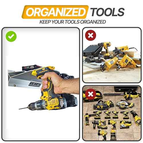 PERCH 9 Pack Tool Holder Wall Mount for DeWalt 20v/60v Cordless Tools - Snap Fit Drill Hanger With 18 Screws - Easy to Install, Screw in and Lock