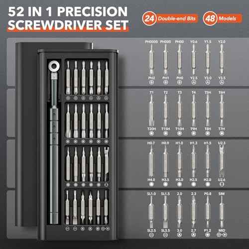 JOREST 52-IN-1 Precision Screwdriver Set, Mini Repair Tool Kit with Torx for Macbook, Computer, Laptop, iPhone, PS5, Xbox, Switch, Glasses, Watch, Ring Doorbell, Electronic, Small Gift Gadget for Men