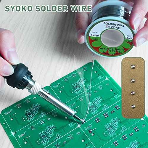 SYOKO 60/40 0.6mm 50g Tin Lead Rosin Core Solder Wire for Electrical Soldering, Soldering Wire, Electrical Solder, 1.8% Solder Flux (0.6mm 50g)