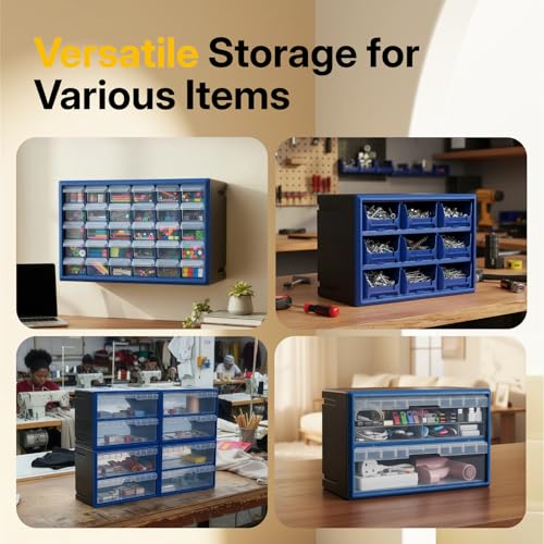 Northsky 9-Drawer Plastic Parts Organizer (Blue) – Stackable Hardware & Craft Storage